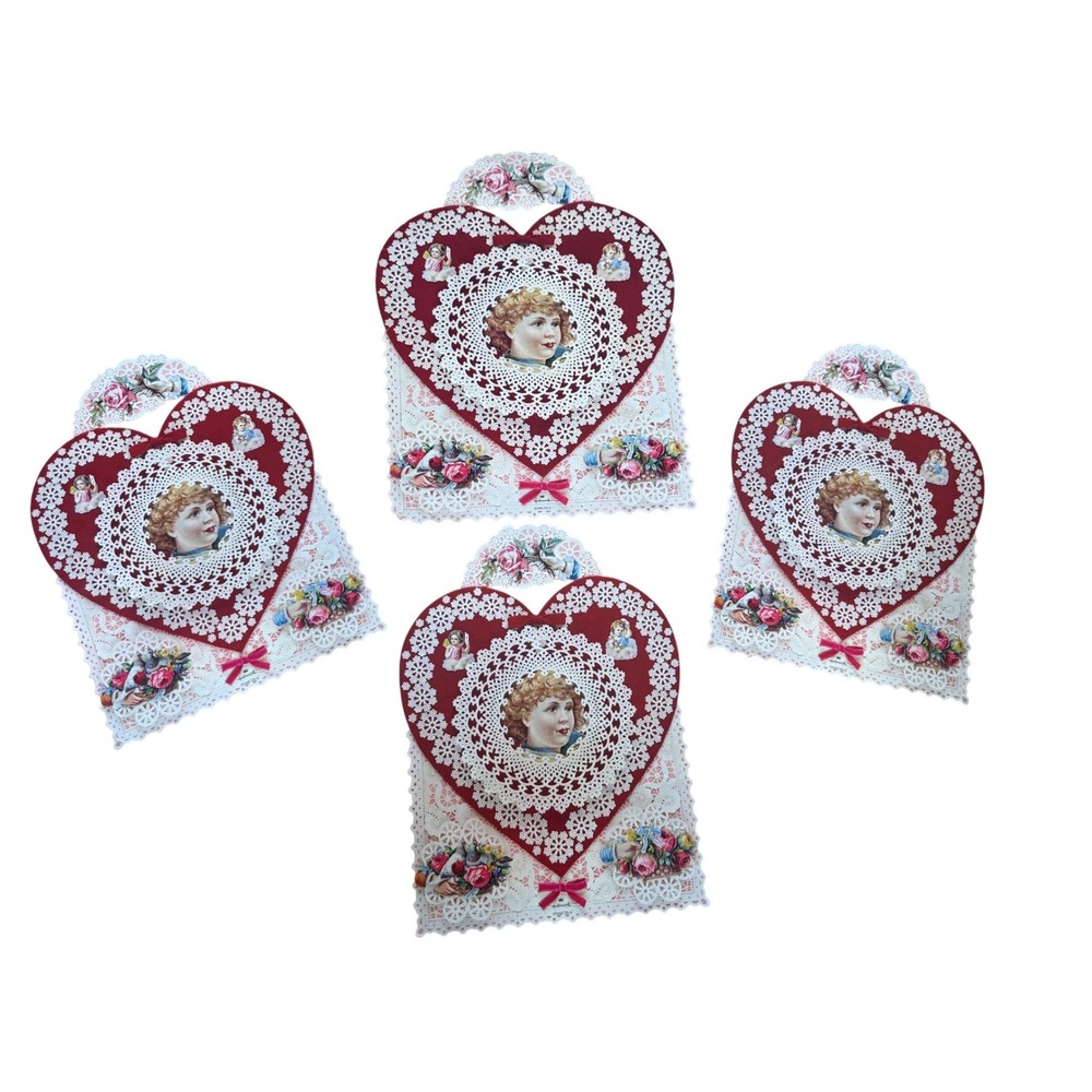 Vintage large Hallmark embossed Valentine Cards bundle Kitchy retro decor‎